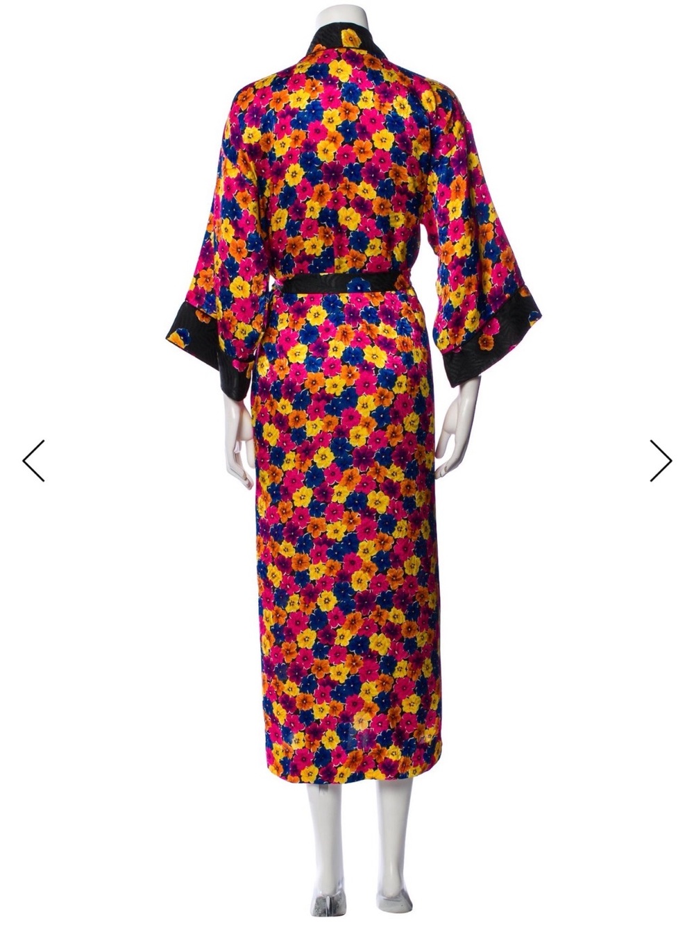 Rare Vintage Christian Dior Floral Satin Robe Lingerie 80s Petite Small - Picture 4 of 6